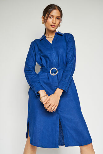 Navy Solid Straight Dress, Navy Blue, image 1